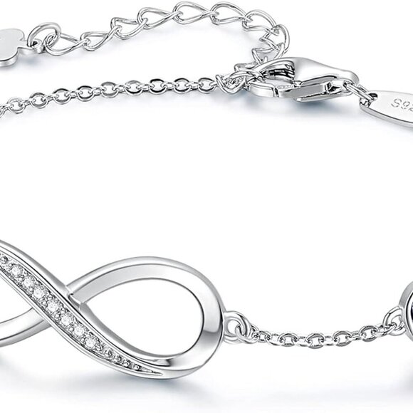 Jewelry - Sterling Silver Infinity Heart Charm Bracelet for Women Adjustable Gift